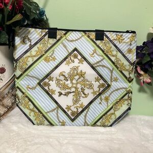 Victoria's Secret Gold and Green Patterned Tote